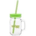 16 Oz. Neon Green Mason Mug W/Color Lid